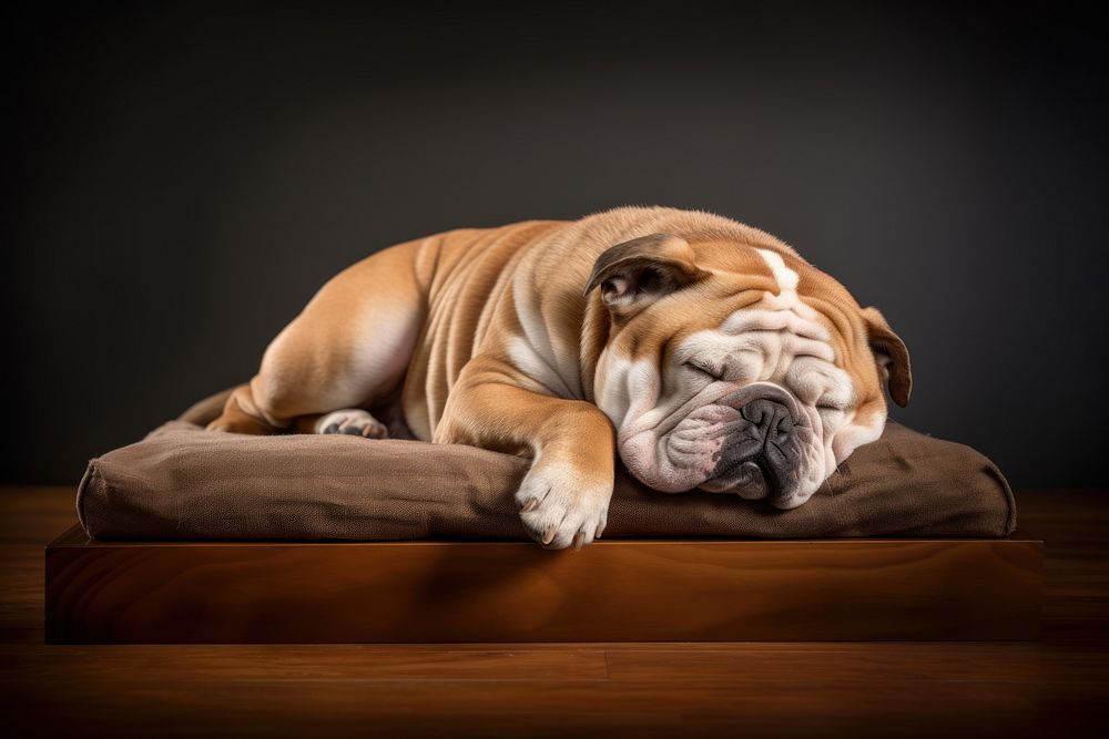 Bulldog sleeping animal mammal. AI generated Image by rawpixel.