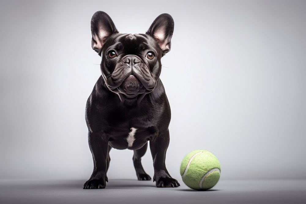 Bulldog tennis ball mammal. AI generated Image by rawpixel.