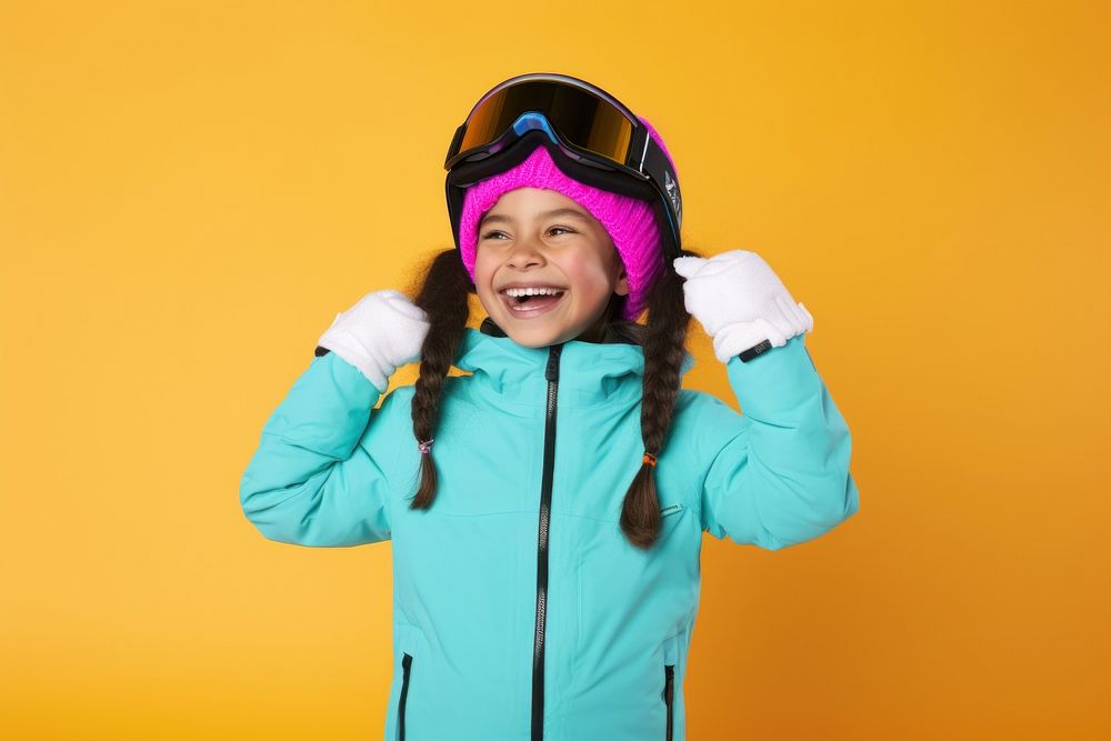 Portrait laughing helmet skiing. AI generated Image by rawpixel.