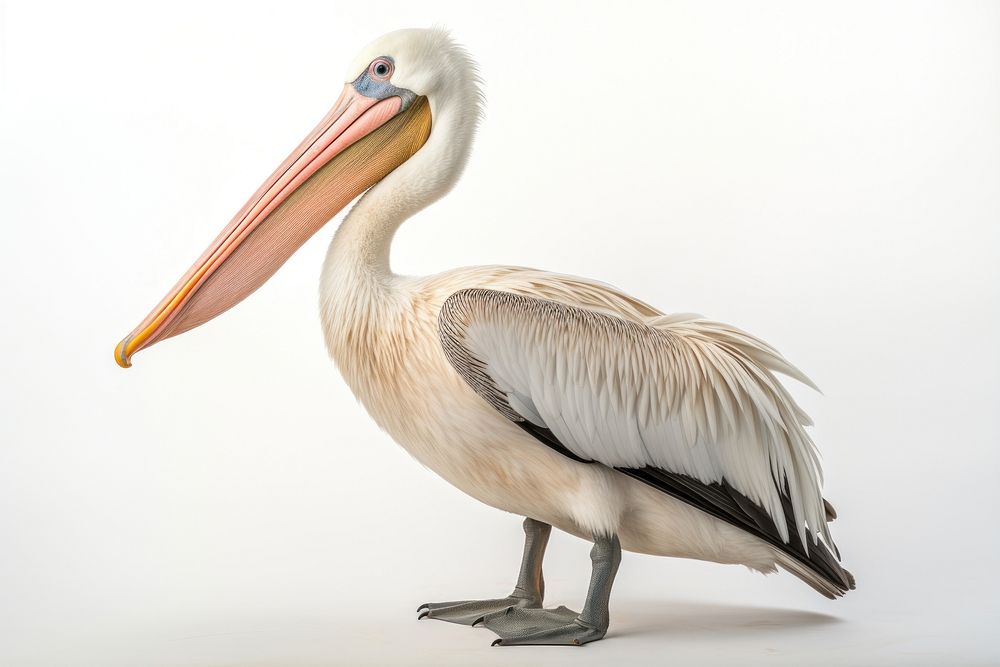 Pelican animal bird white background. 