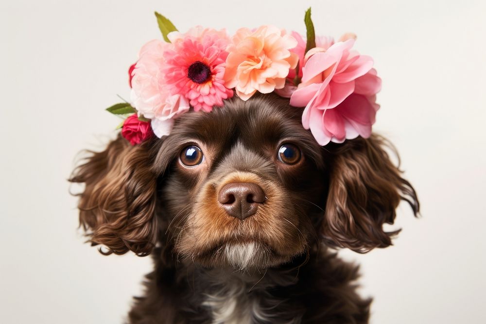 Flower dog mammal animal. AI generated Image by rawpixel.