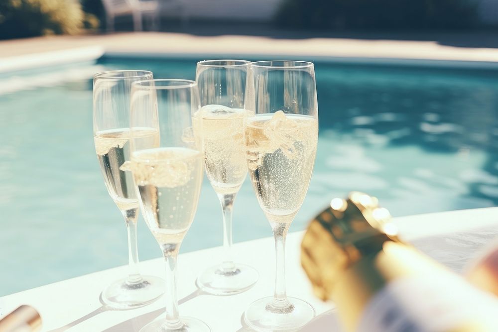 Champagne outdoors glass drink. AI generated Image by rawpixel.