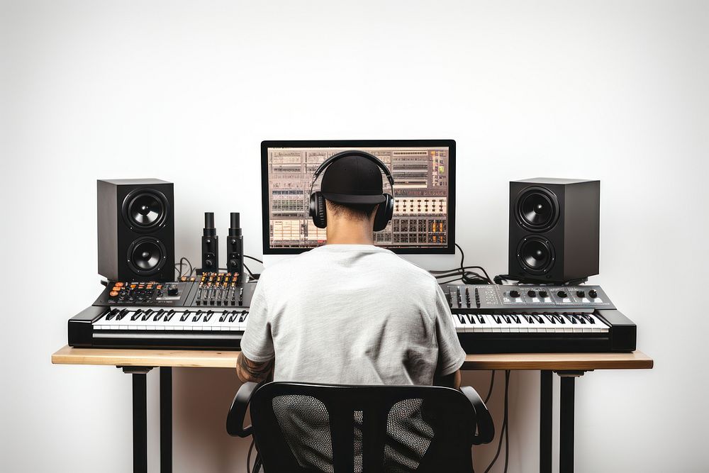 Music headphones keyboard musician. AI generated Image by rawpixel.
