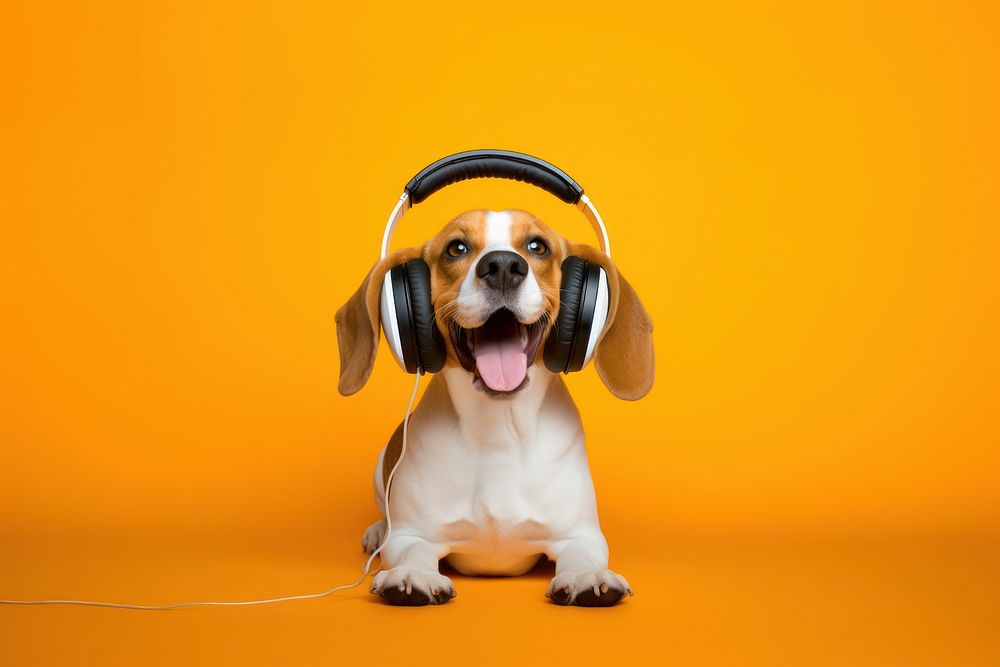 Headphones dog headset animal. AI generated Image by rawpixel.