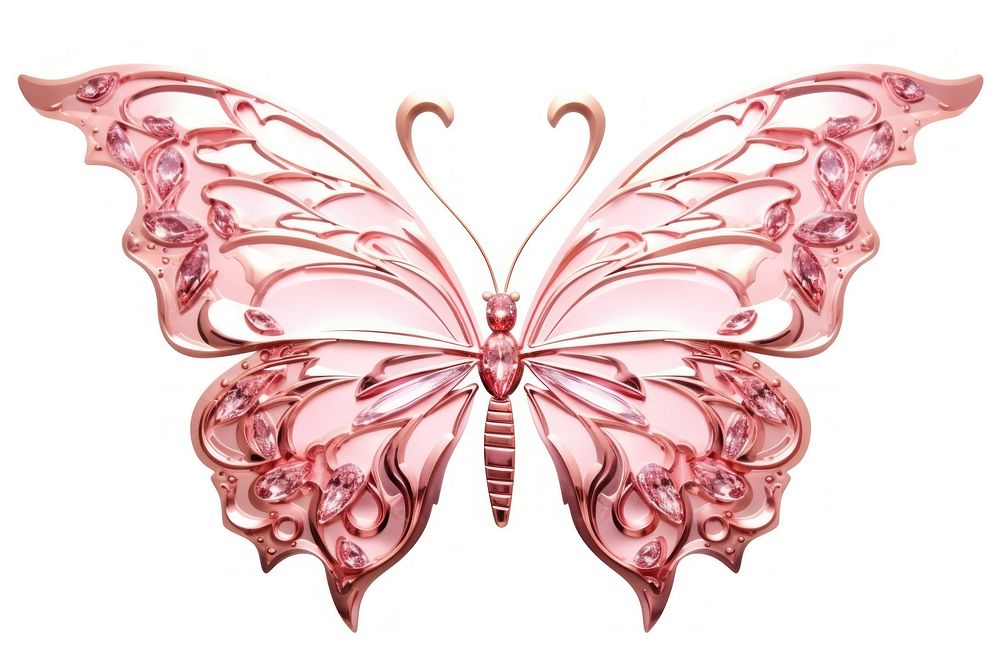 Butterfly pattern pink white background. AI generated Image by rawpixel.