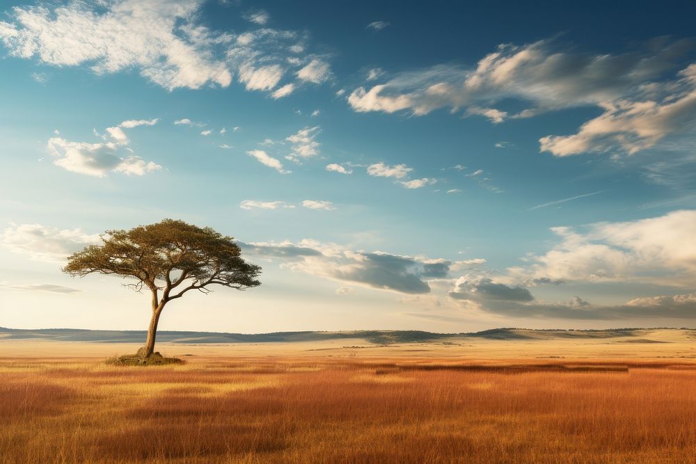 Landscape savanna grassland outdoors. AI generated Image by rawpixel.