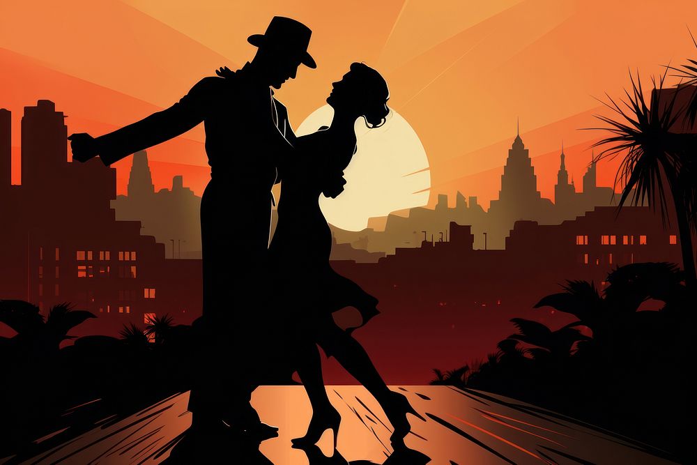 Silhouette dancing adult tango. AI generated Image by rawpixel.