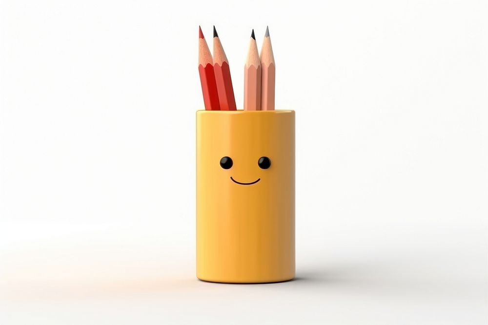 Pencil cartoon white background anthropomorphic. AI generated Image by rawpixel.