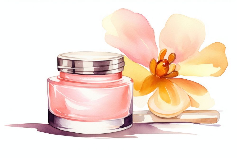 Cosmetics flower jar white background. AI generated Image by rawpixel.