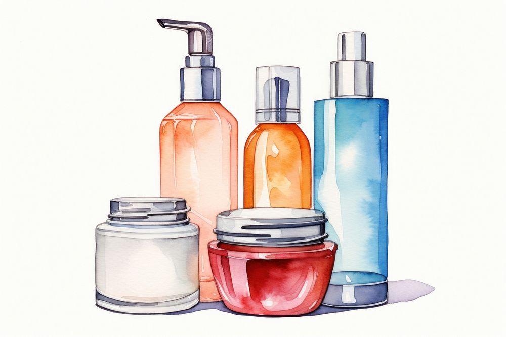 Cosmetics bottle jar white background. 