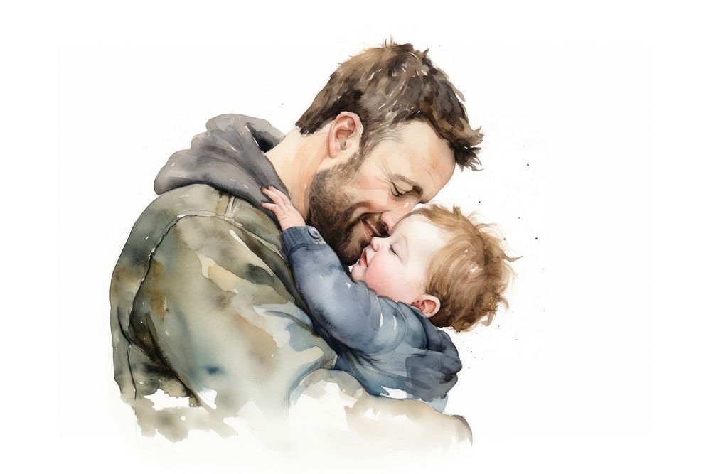 Portrait hugging father adult. AI generated Image by rawpixel.