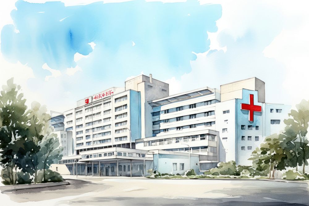 Hospital architecture building city. AI generated Image by rawpixel.