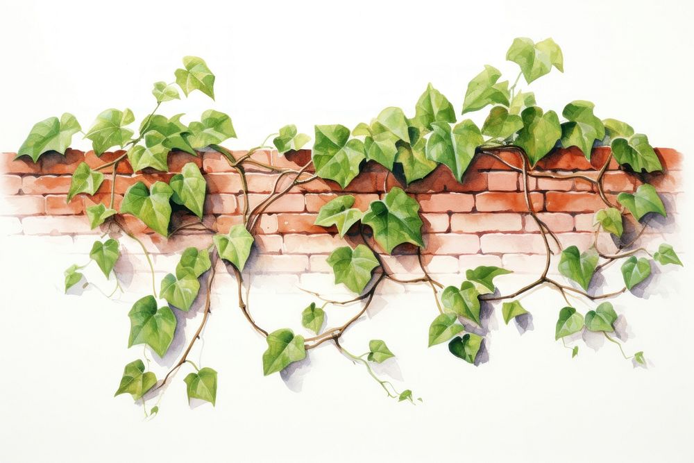 Brick plant leaf wall. 