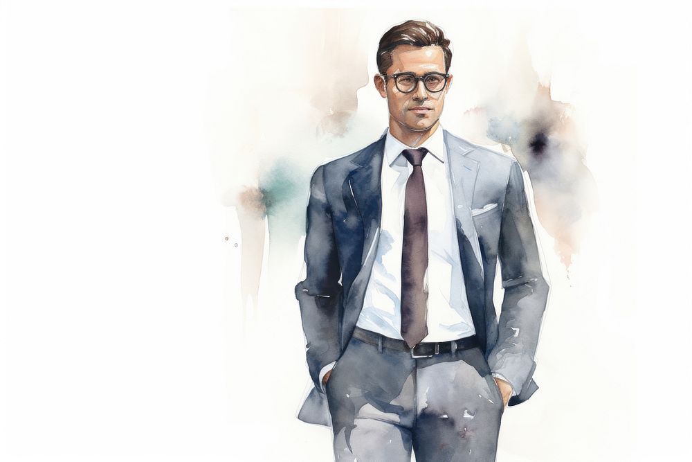 Portrait glasses blazer shirt. AI generated Image by rawpixel.