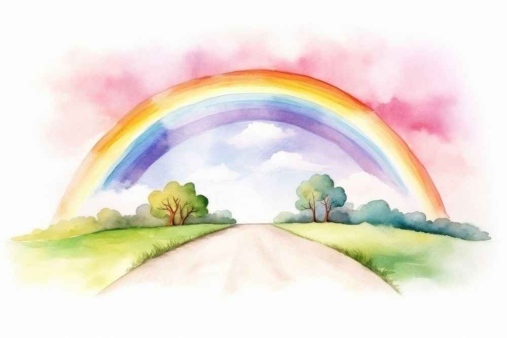 Painting outdoors rainbow nature. AI generated Image by rawpixel.