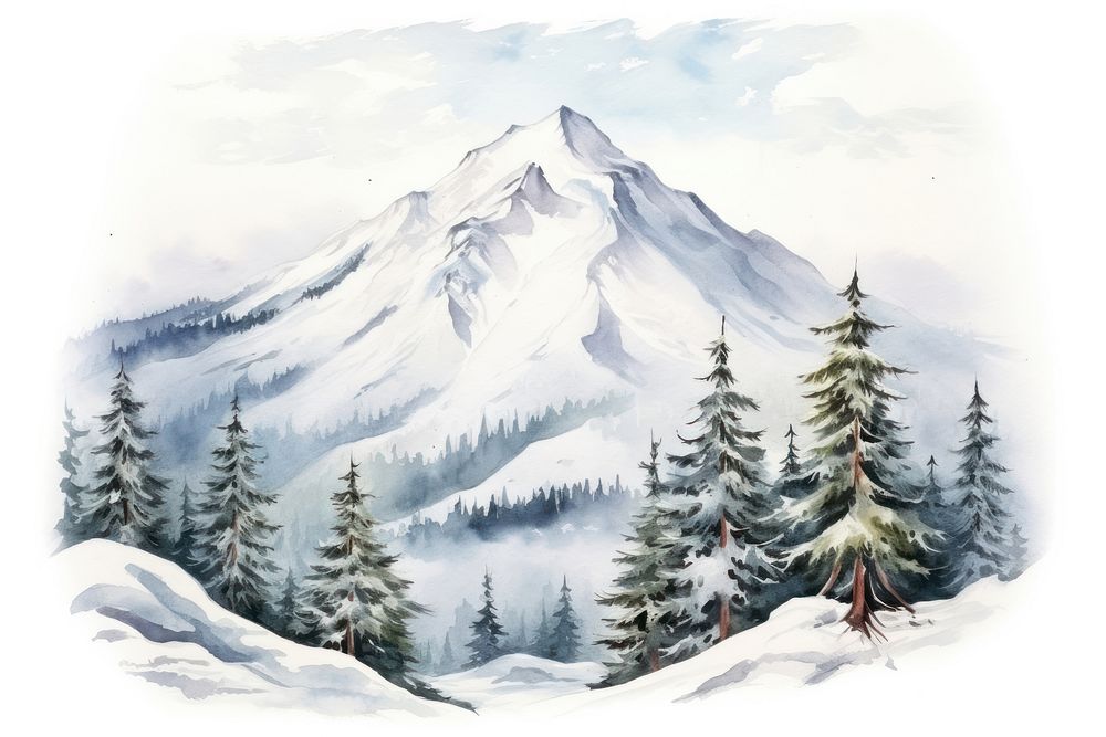 Mountain snow outdoors nature. AI generated Image by rawpixel.