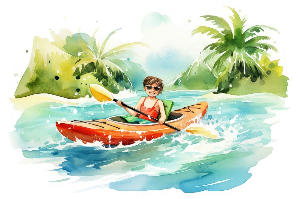 Summer recreation kayaking activity. AI generated Image by rawpixel.