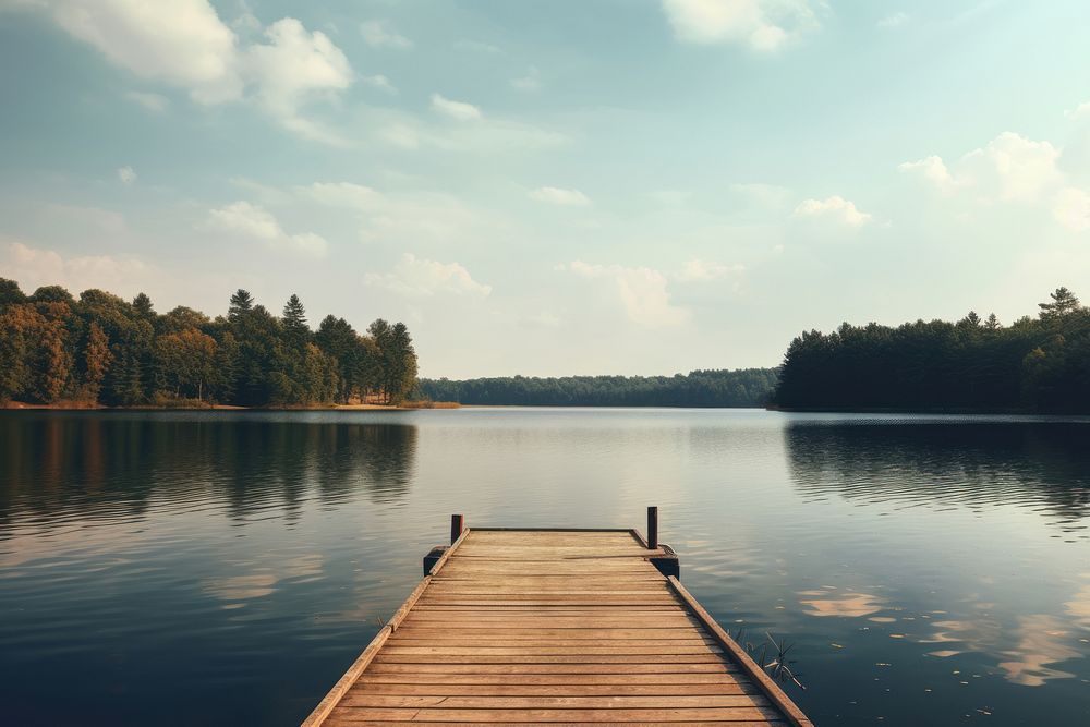 Lake boardwalk outdoors vacation. AI generated Image by rawpixel.