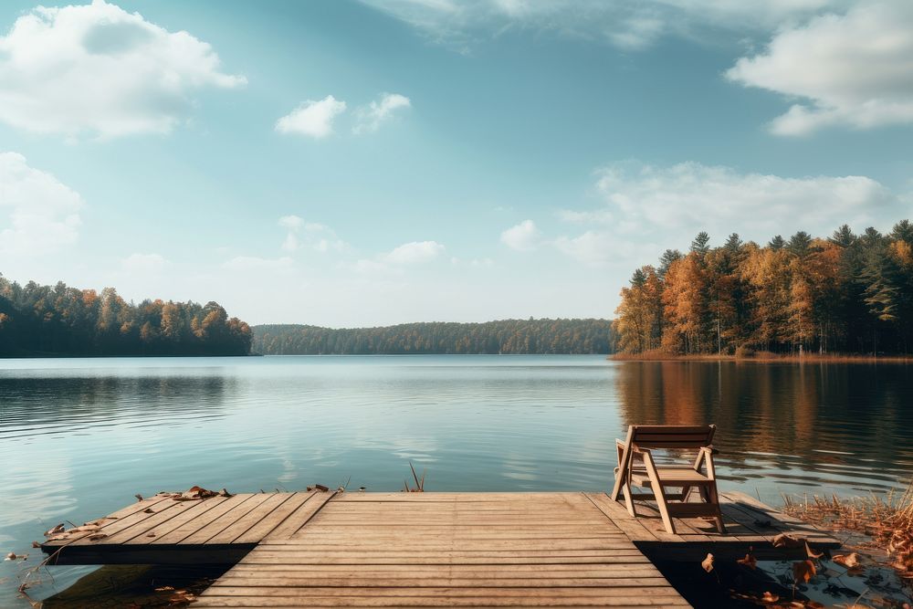 Lake outdoors nature tranquility. AI generated Image by rawpixel.