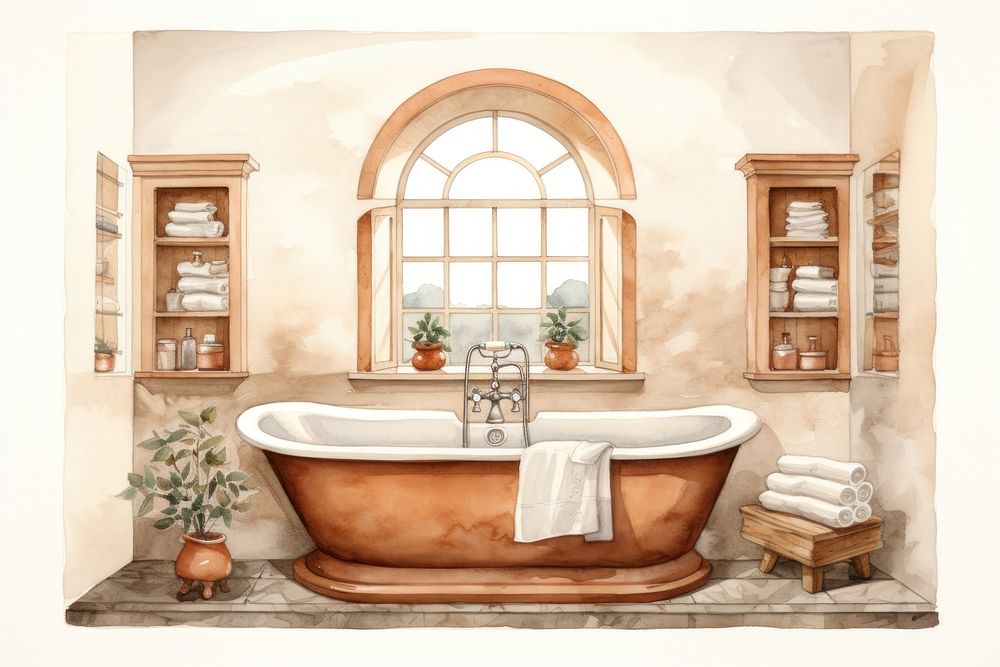 Bathroom bathtub architecture hygiene. AI generated Image by rawpixel.