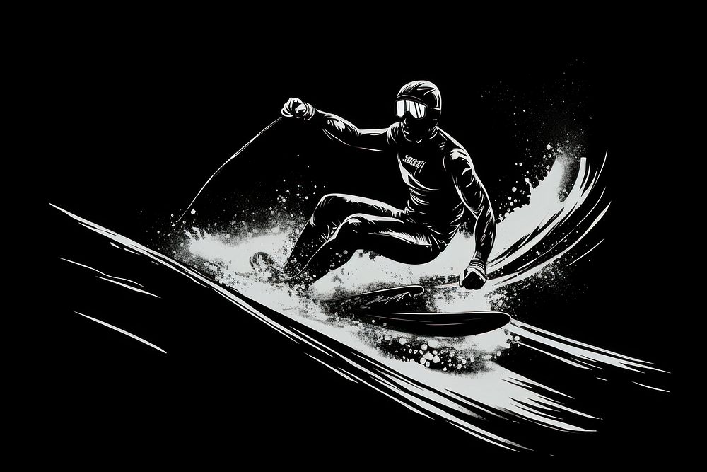 Sports skiing black white. AI generated Image by rawpixel.