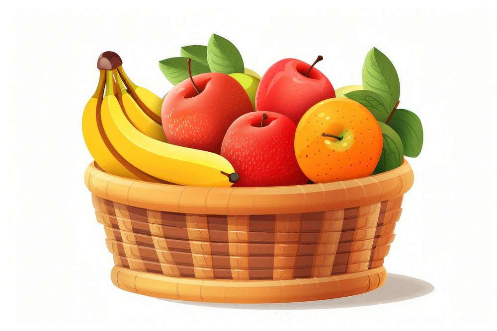 Basket fruit banana apple. AI generated Image by rawpixel.