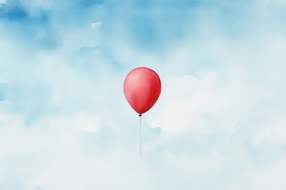 Balloon blue sky red. AI generated Image by rawpixel.