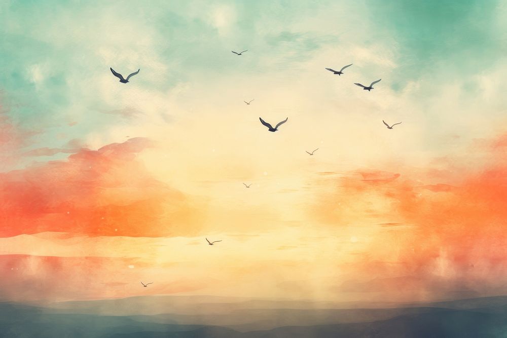 Flying bird sky sunlight. AI generated Image by rawpixel.