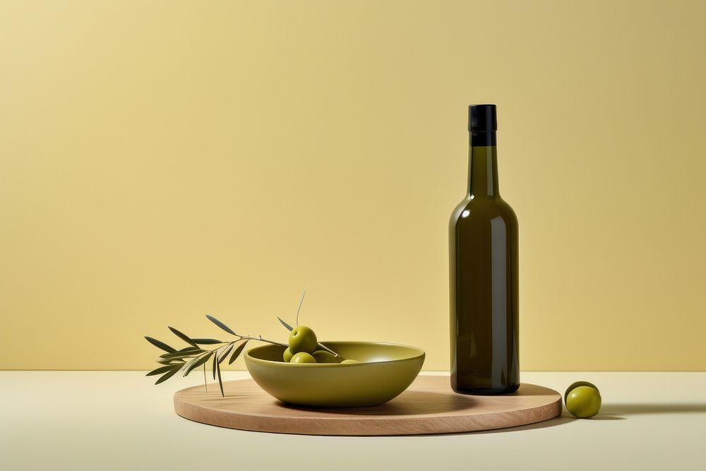 Bottle glass olive wine. AI generated Image by rawpixel.