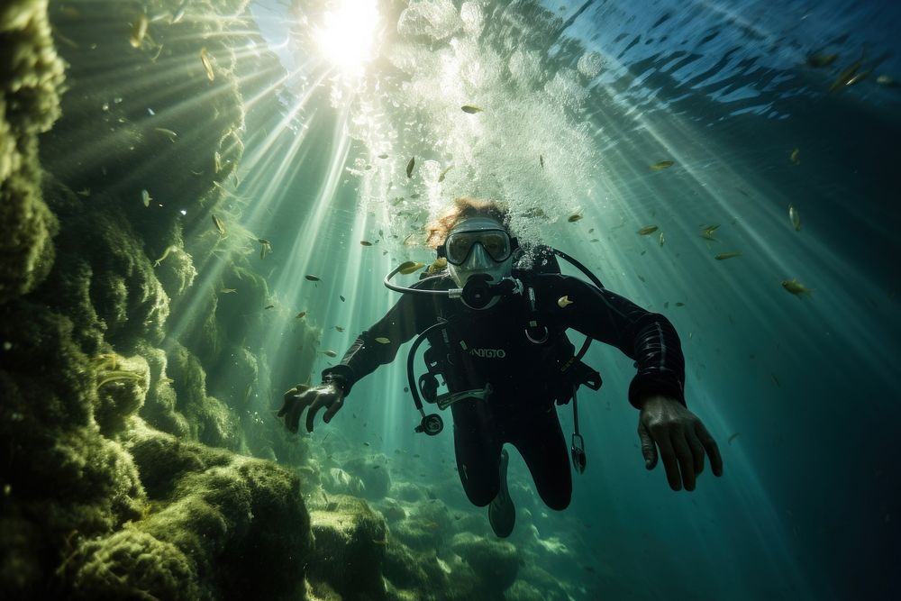 Underwater recreation adventure swimming. AI generated Image by rawpixel.