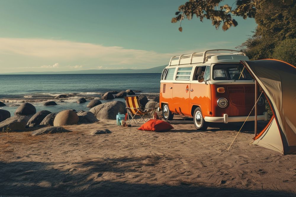 Outdoors camping vacation vehicle. 