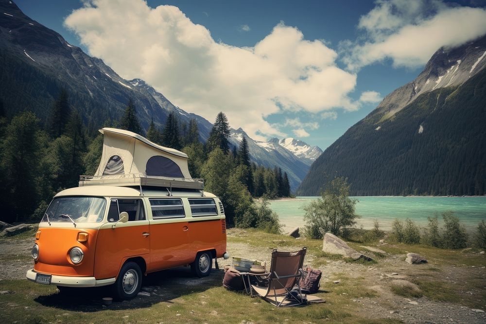 Outdoors camping vacation vehicle. AI generated Image by rawpixel.