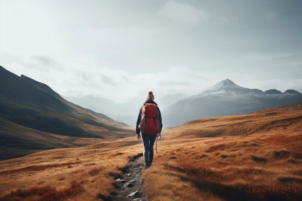 Outdoors adventure backpack walking. AI generated Image by rawpixel.