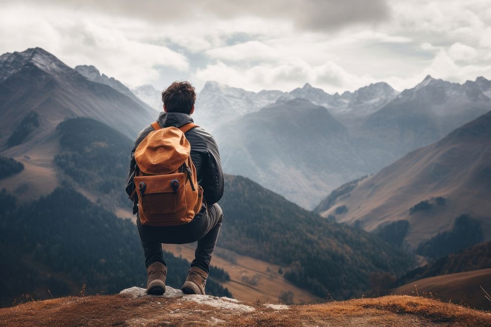 Backpacking adventure outdoors travel. AI generated Image by rawpixel.