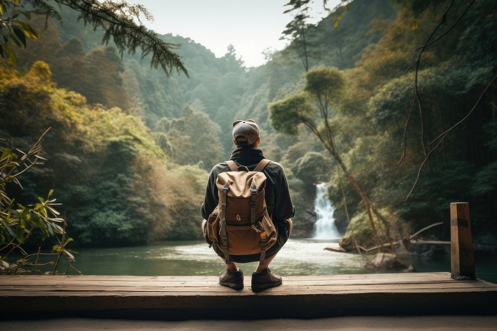 Backpack outdoors walking travel. AI generated Image by rawpixel.