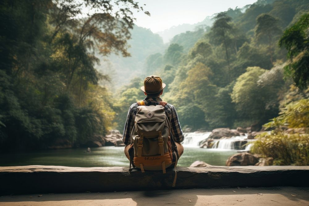 Backpack outdoors travel adult. AI generated Image by rawpixel.