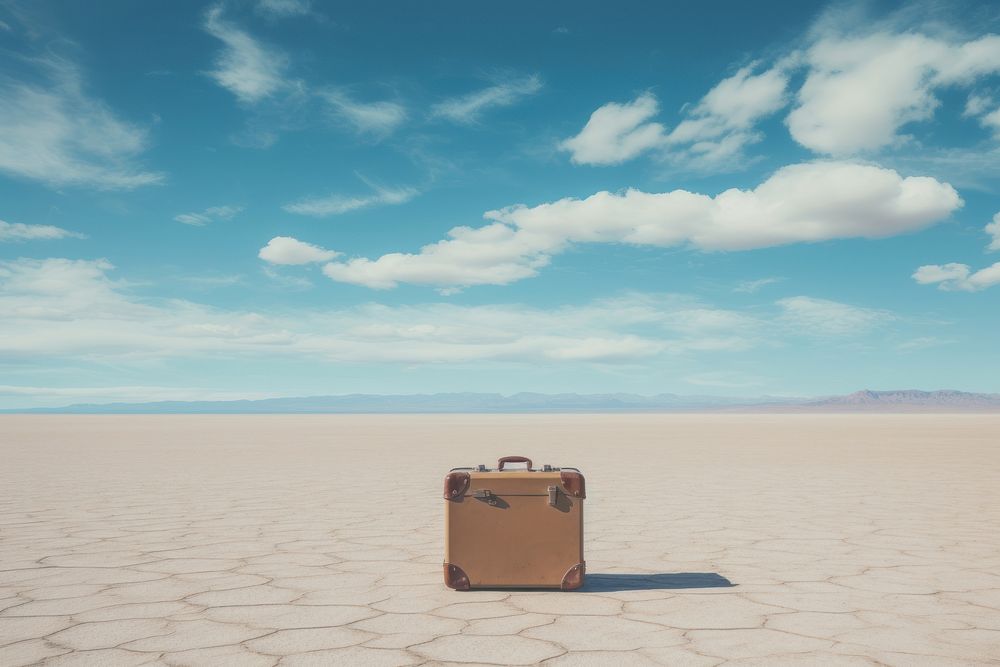 Outdoors suitcase horizon luggage. AI generated Image by rawpixel.