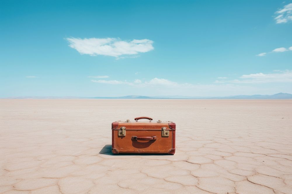 Suitcase outdoors luggage travel. AI generated Image by rawpixel.