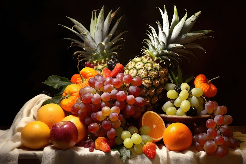 Pineapple grapes fruit grapefruit. AI generated Image by rawpixel.