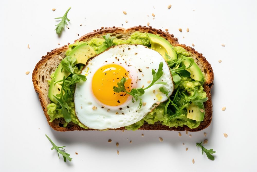 Egg avocado food avocado toast. AI generated Image by rawpixel.