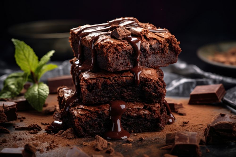 Dessert food chocolate brownie. AI generated Image by rawpixel.