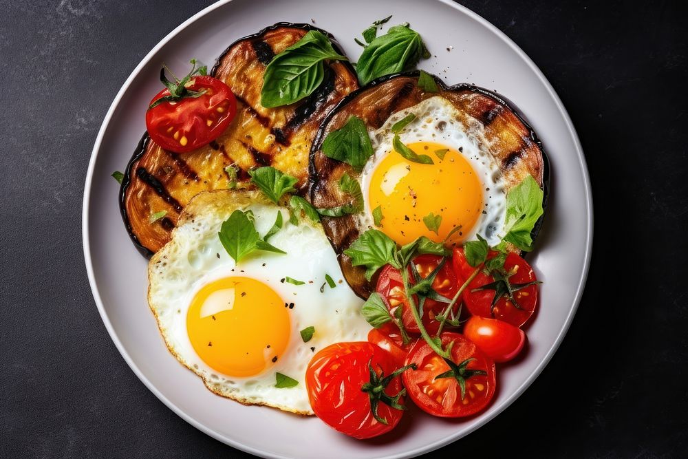 Food egg breakfast tomato. AI generated Image by rawpixel.