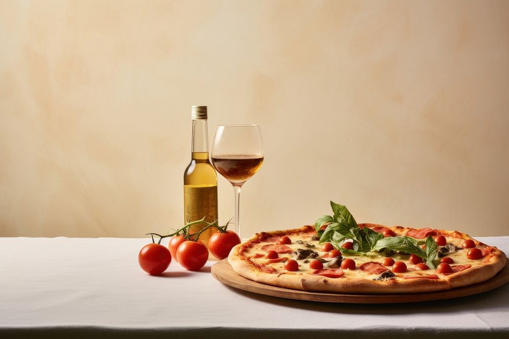 Pizza food glass refreshment. AI generated Image by rawpixel.