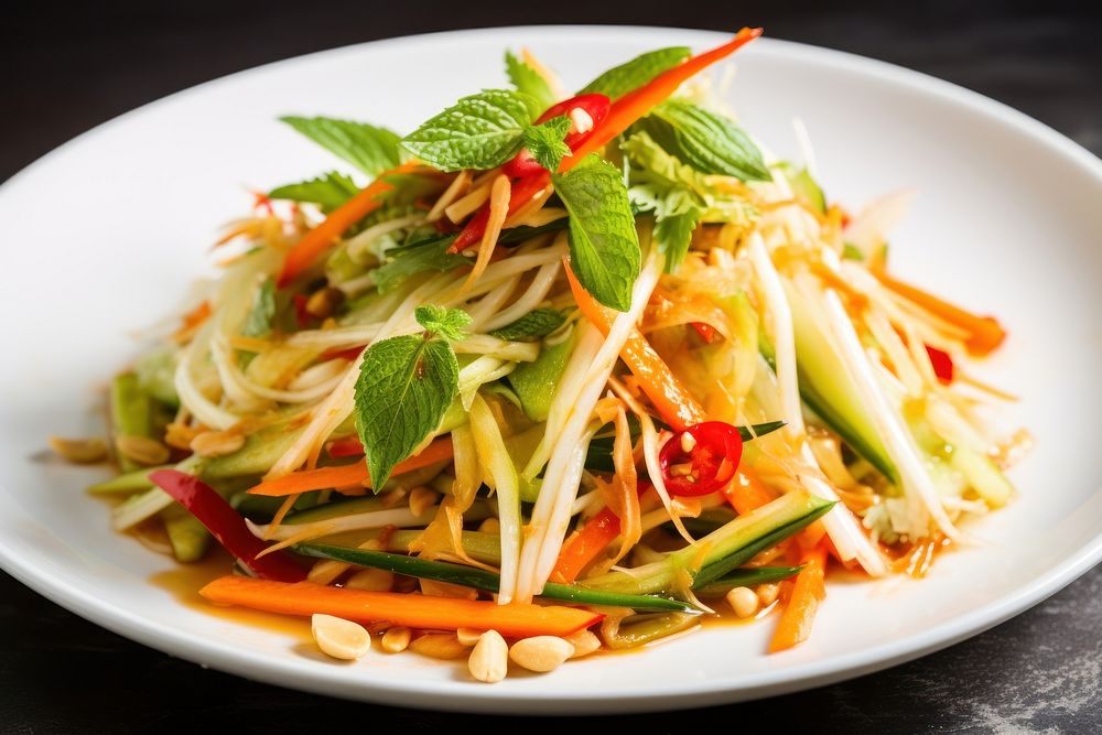 Noodle salad plate food. AI generated Image by rawpixel.