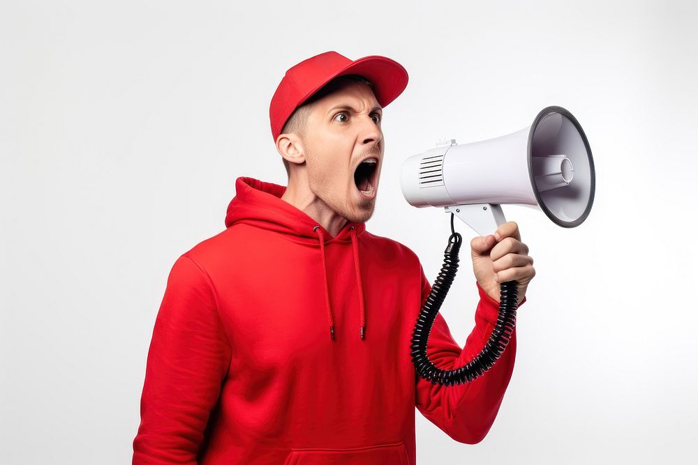 Shouting adult man white background. AI generated Image by rawpixel.
