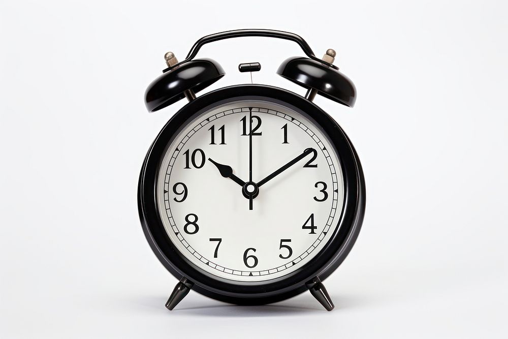 Clock black white background alarm clock. AI generated Image by rawpixel.
