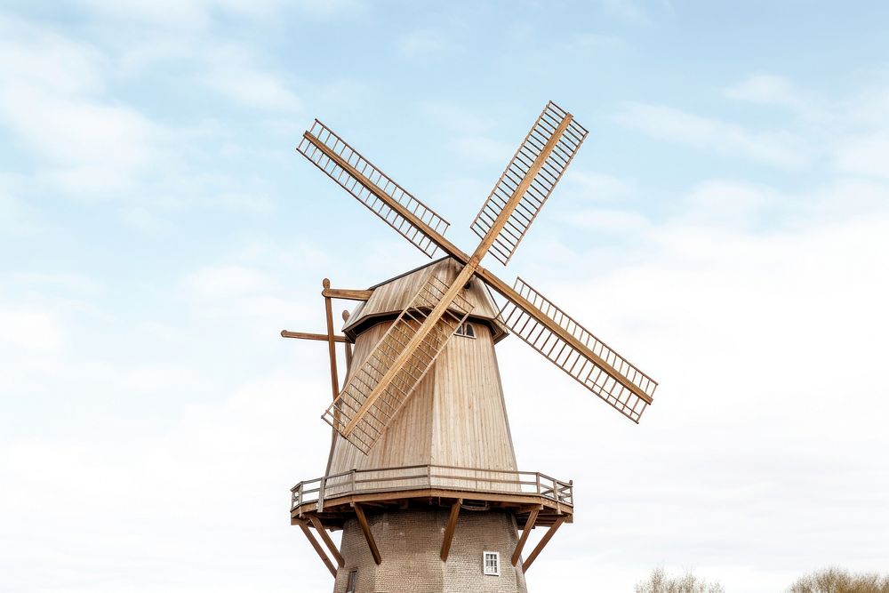 Windmill architecture building outdoors. AI generated Image by rawpixel.