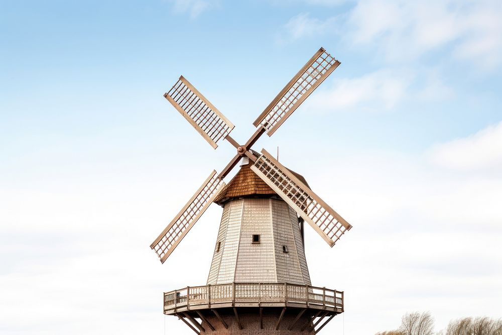 Windmill outdoors traditional windmill architecture. AI generated Image by rawpixel.