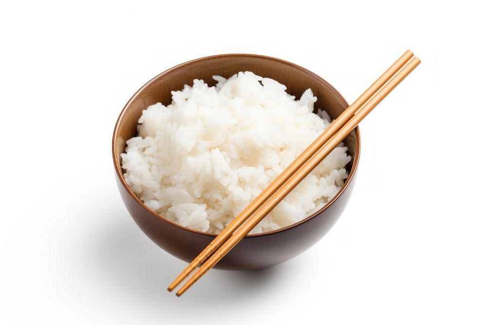 Chopsticks rice white food. 