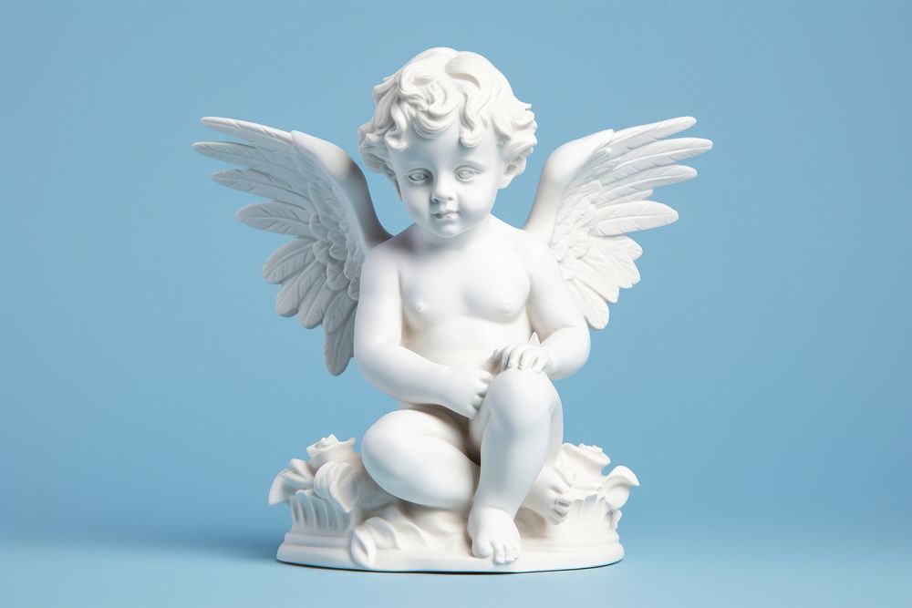 Figurine statue angel white. AI generated Image by rawpixel.